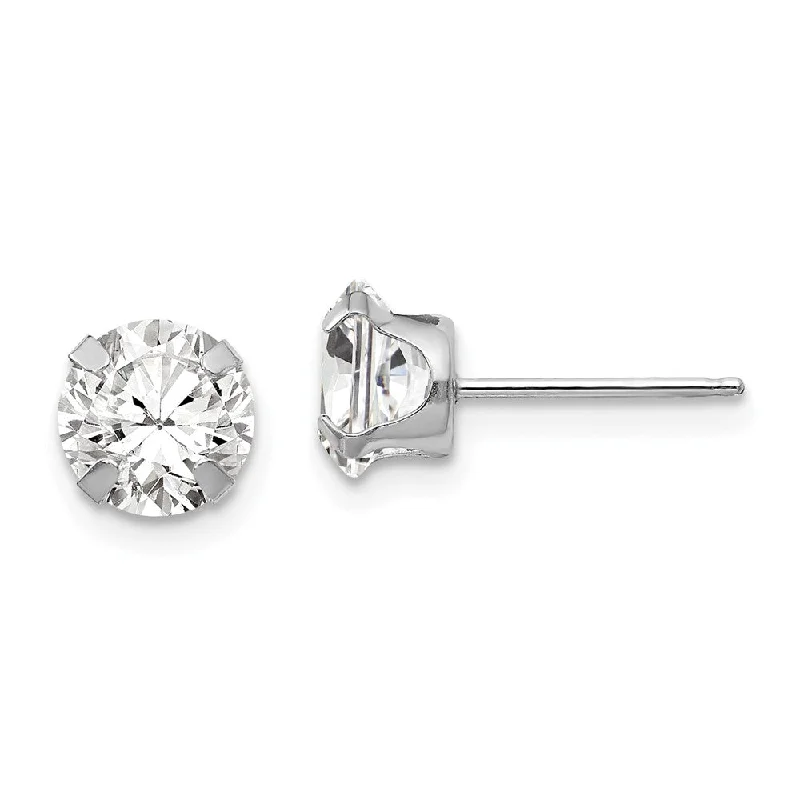 Premium Jewelry At Promotional Prices – Shine Today 6.5mm Round Cubic Zirconia Stud Earrings in 14k White Gold