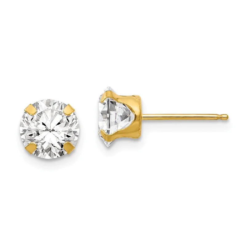 Exclusive Jewelry Bundles At Discounted Prices 6.5mm Round Cubic Zirconia Stud Earrings in 14k Yellow Gold