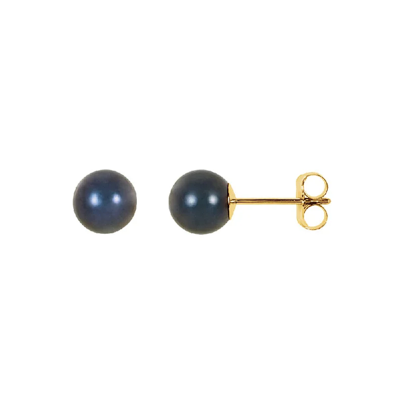 Final Call For Exquisite Jewelry At Reduced Rates 6mm Black Akoya Cultured Pearl 14k Yellow Gold Stud Earrings