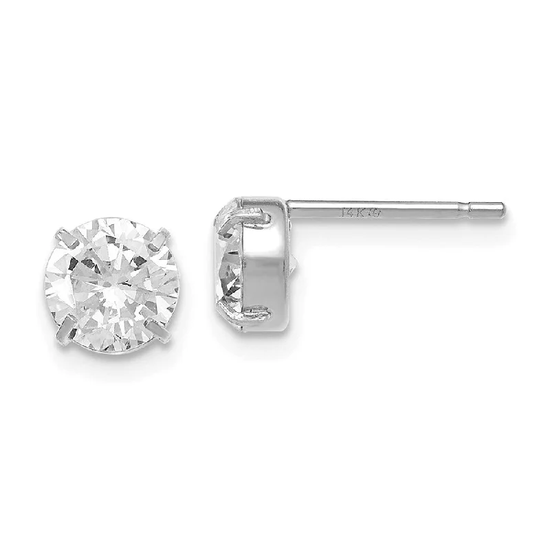 Elegant Rose Gold Jewelry For A Stylish Touch 6mm Cubic Zirconia Stud Earrings in 14k White Gold