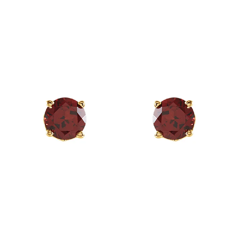 Shop Dazzling Jewelry With Special Promotional Discounts 6mm Mozambique Garnet Stud Earrings in 14k Yellow Gold