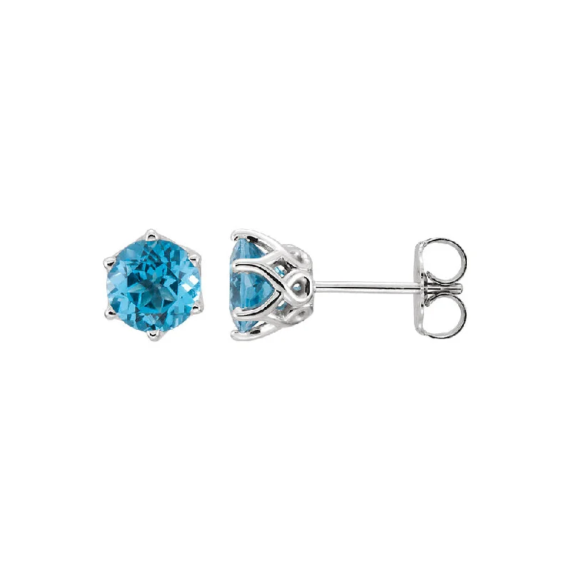 Sparkle For Less – Shop Our Limited-Time Jewelry Deals 6mm Swiss Blue Topaz 6-Prong Stud Earrings in 14k White Gold