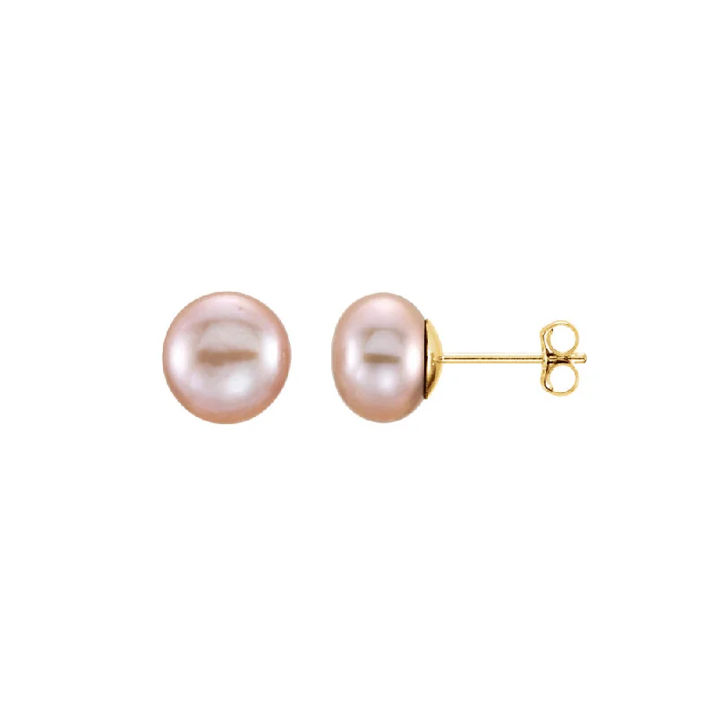 Luxury Meets Affordability – Jewelry Sale Live Now 7-8mm Pink Freshwater Cultured Pearl 14k Yellow Gold Stud Earrings