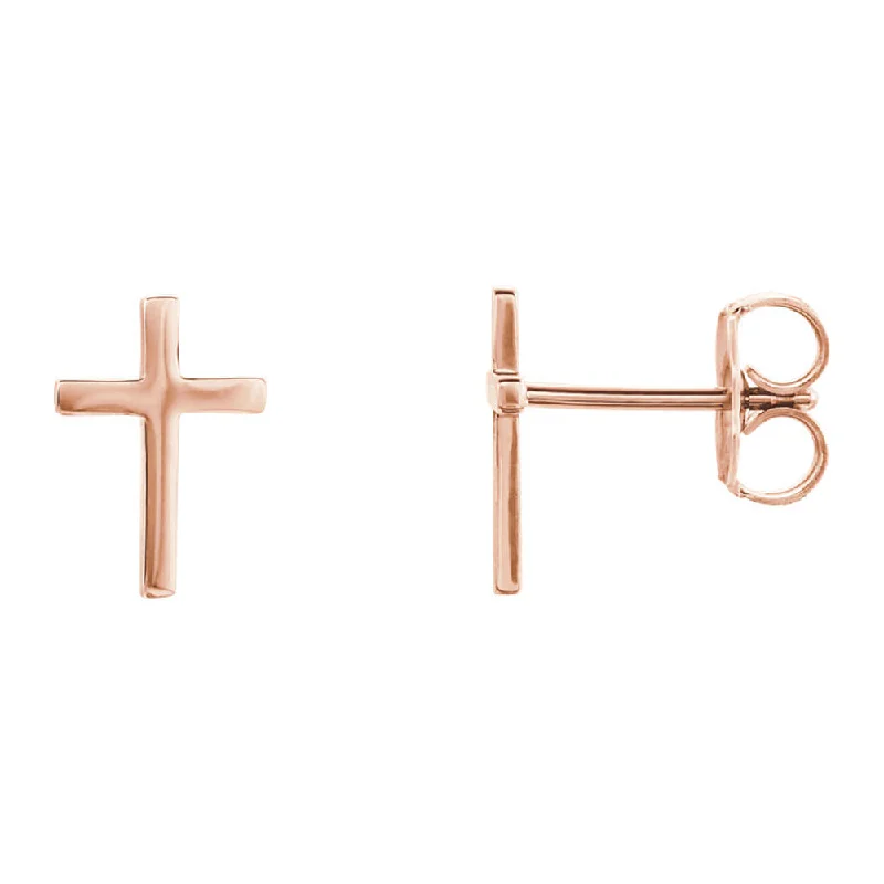 Once-A-Year Jewelry Sale – Grab Your Favorites Now 7 x 10mm (1/4 x 3/8 Inch) 14k Rose Gold Small Cross Stud Earrings