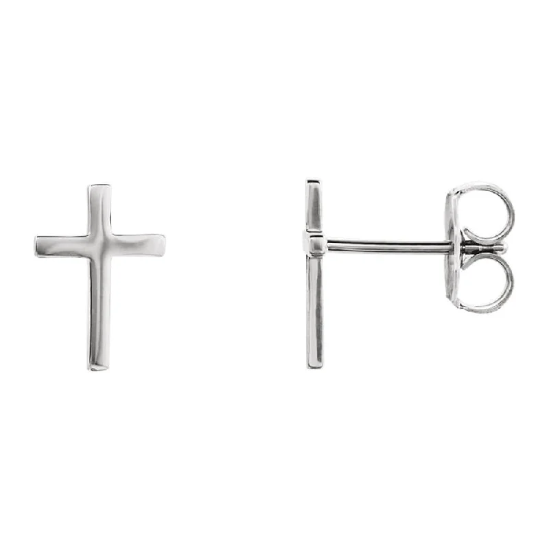 Luxury Meets Affordability – Jewelry Sale Now Live 7 x 10mm (1/4 x 3/8 Inch) 14k White Gold Small Cross Stud Earrings