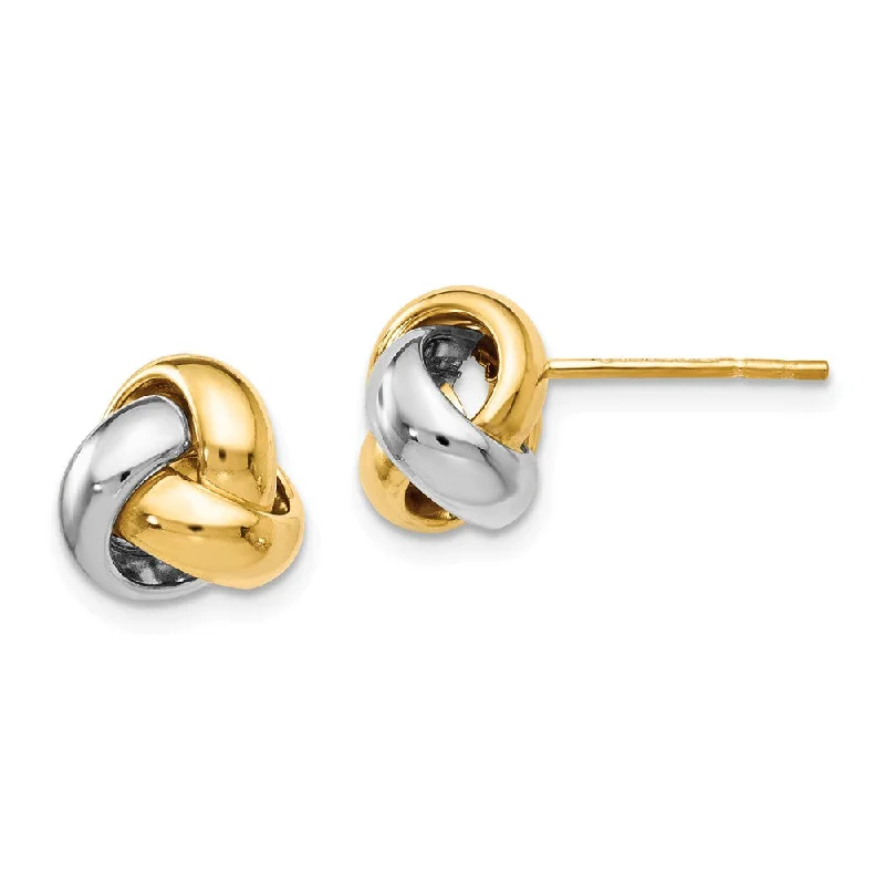 Versatile Layering Jewelry For Effortless Chic 8.5mm (5/16 Inch) 14k Two-Tone Gold Polished Love Knot Stud Earrings