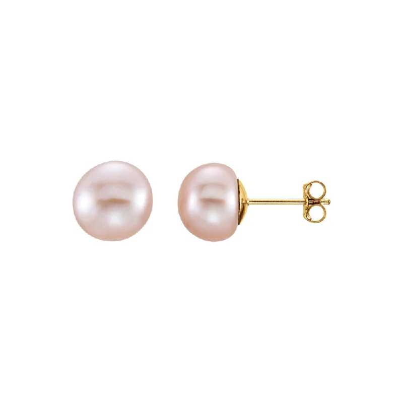 Don't Miss Out On Bestselling Jewelry At Special Prices 8-9mm Pink Freshwater Cultured Pearl 14k Yellow Gold Stud Earrings