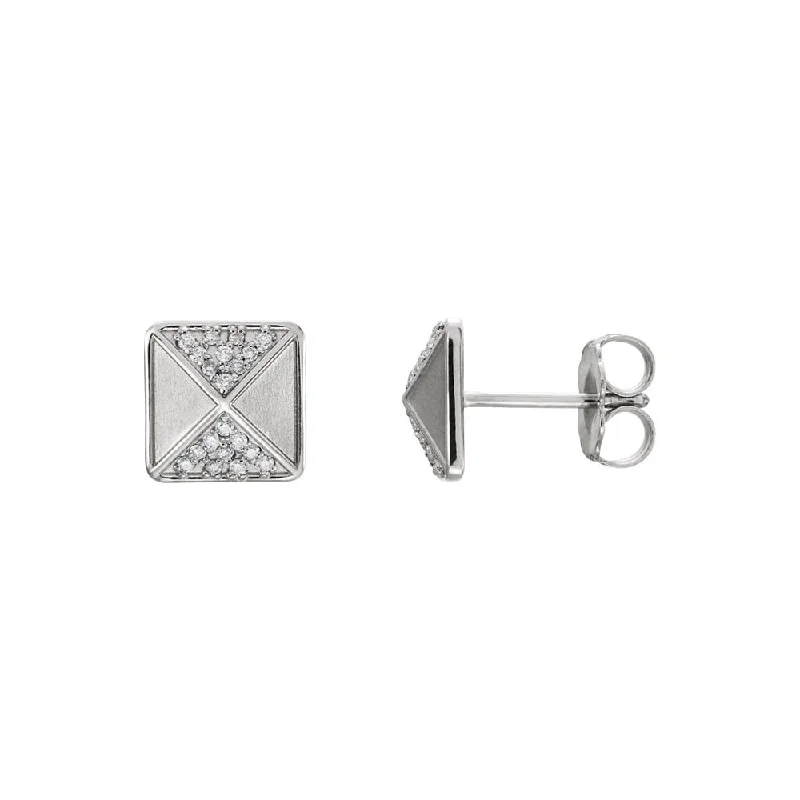 Shop Fine Jewelry With Amazing Deals 8mm Diamond Accented Pyramid Stud Earrings in 14k White Gold