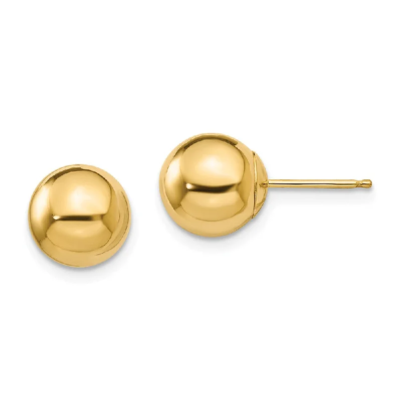 Premium Diamond Jewelry For Unforgettable Moments 8mm Polished Ball Friction Back Stud Earrings in 14k Yellow Gold