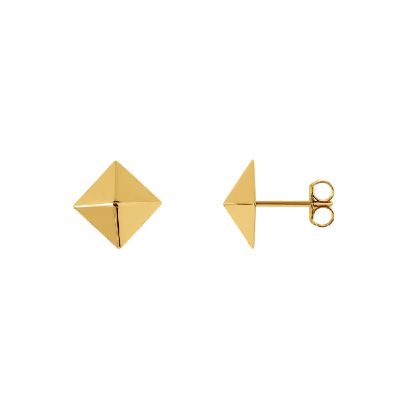 Exclusive Jewelry Sale – Limited-Time Discounts 8mm Polished Square Pyramid Stud Earrings in 14k Yellow Gold