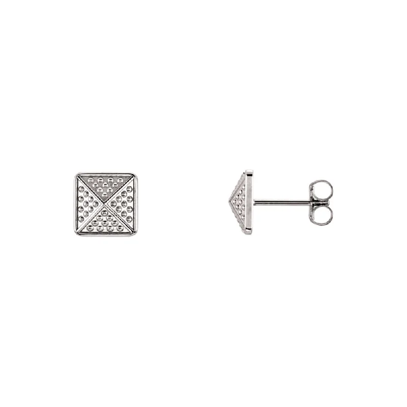 Big Discounts On Elegant Jewelry Collections 8mm Textured Square Pyramid Stud Earrings in 14k White Gold