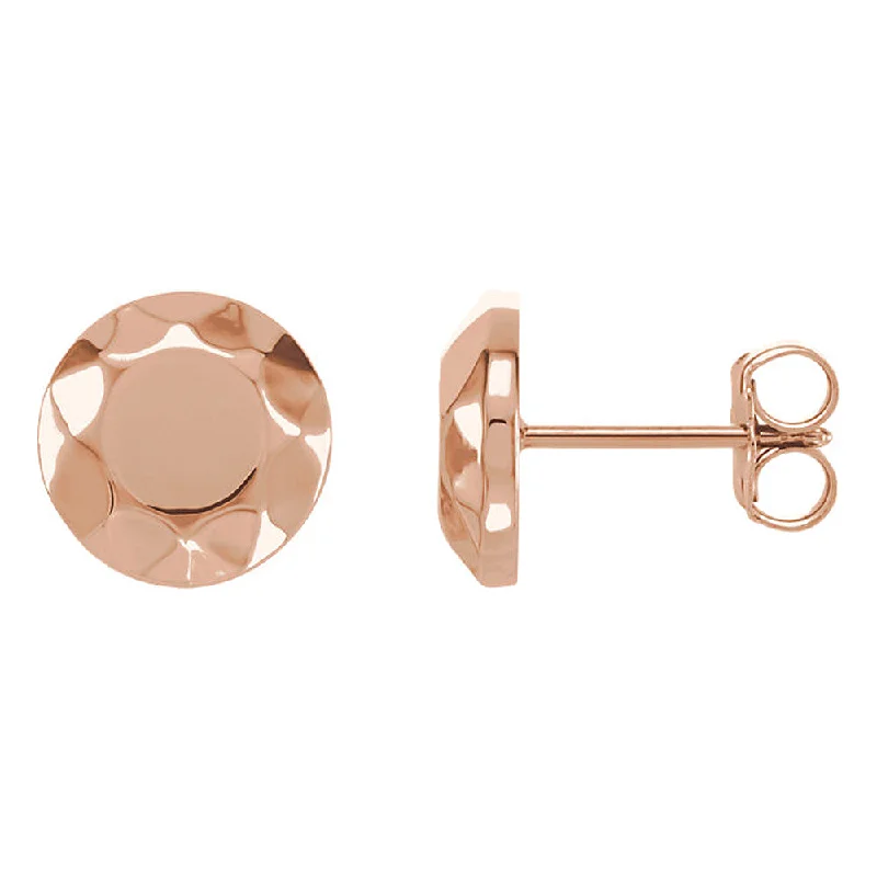 Exclusive Gemstone Jewelry Markdowns – Shop Now 9mm (3/8 Inch) 14k Rose Gold Faceted Circle Stud Earrings