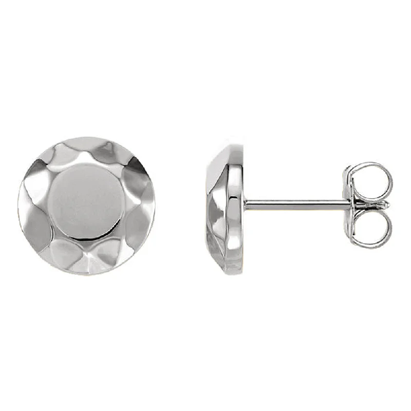 Huge Markdowns On Premium Jewelry Styles 9mm (3/8 Inch) 14k White Gold Faceted Circle Stud Earrings