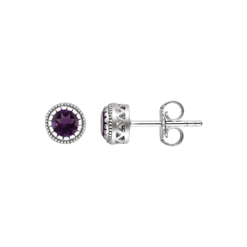 Best Jewelry Sale Prices – Limited-Time Offer Amethyst February Birthstone 8mm Stud Earrings in 14k White Gold