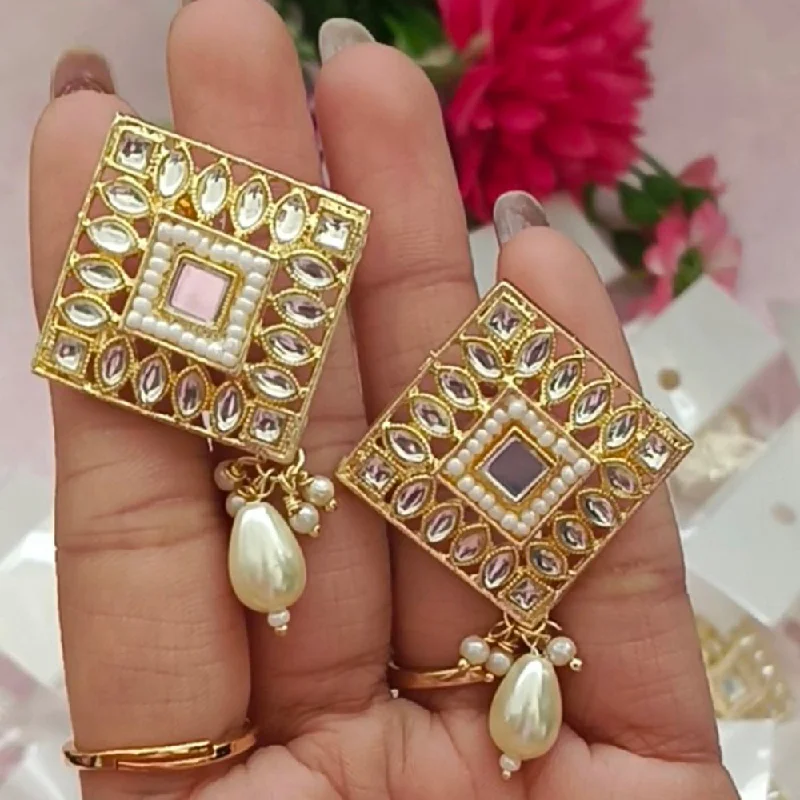 Limited-Time Offer On Elegant Jewelry Pieces Bhavi Kundan Stone Gold Plated Stud Earrings