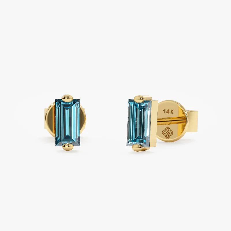 Grab Your Dream Jewelry At The Lowest Prices Blue Topaz Baguette Stud Earrings, Lupita