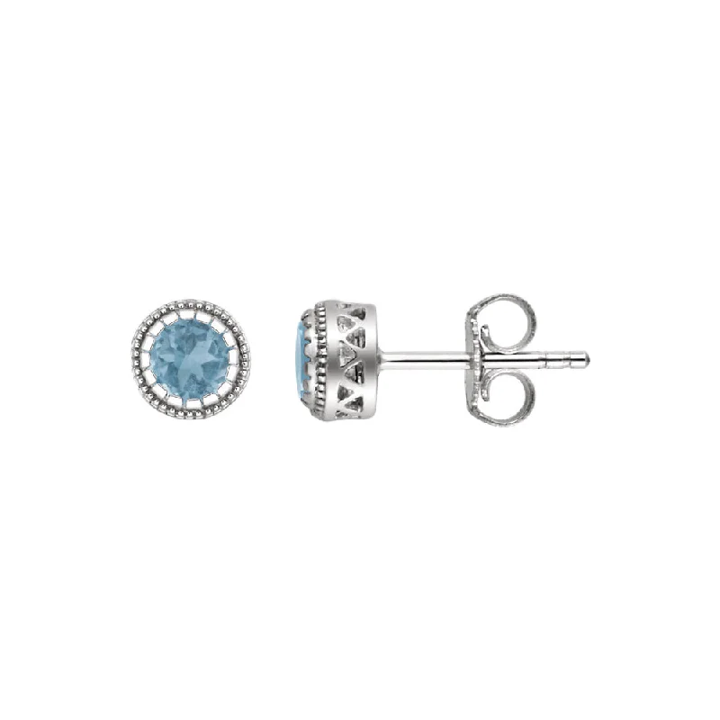 Premium Diamond Jewelry At Once-In-A-Lifetime Discounts Blue Topaz December Birthstone 8mm Stud Earrings in 14k White Gold