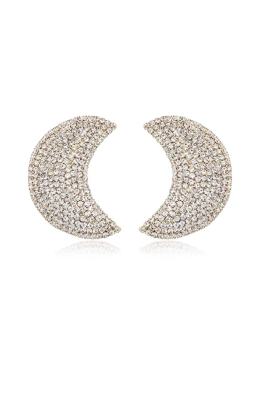 Grab Your Favorite Jewelry At The Lowest Prices Crystal Crescent Moon Large Stud Earrings