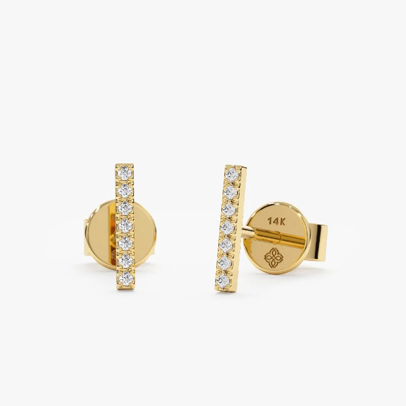 Personalized Jewelry At Special Discount Rates Diamond Bar Stud Earrings, Priscilla