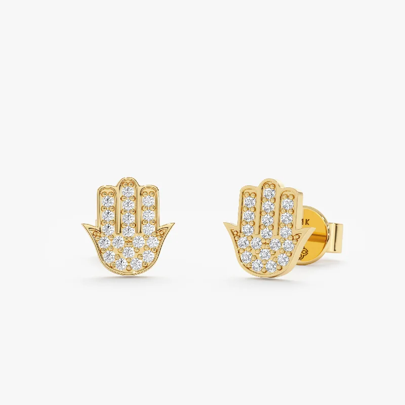 Timeless Elegance At Unbelievable Discounts Diamond Hamsa Stud Earrings, Heidi