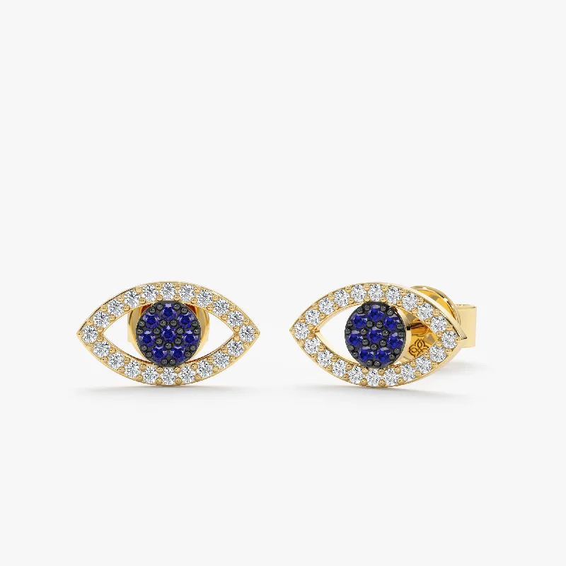 Stunning Jewelry At Even More Stunning Prices Diamond & Sapphire Eye Stud Earrings, Paisley