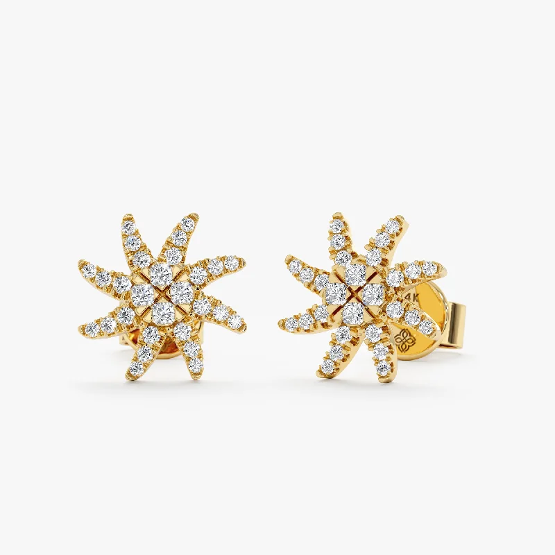 High-Quality Jewelry At A Fraction Of The Cost Sunburst Diamond Stud Earrings, Aisha