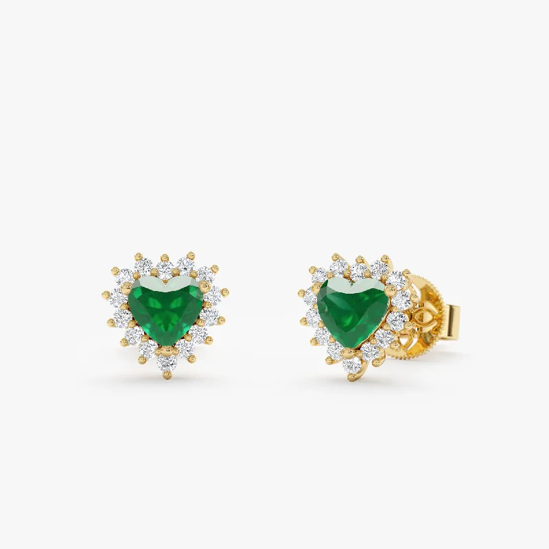 Exclusive Gemstone Jewelry At Special Prices Emerald Heart Stud Earrings, Haisley