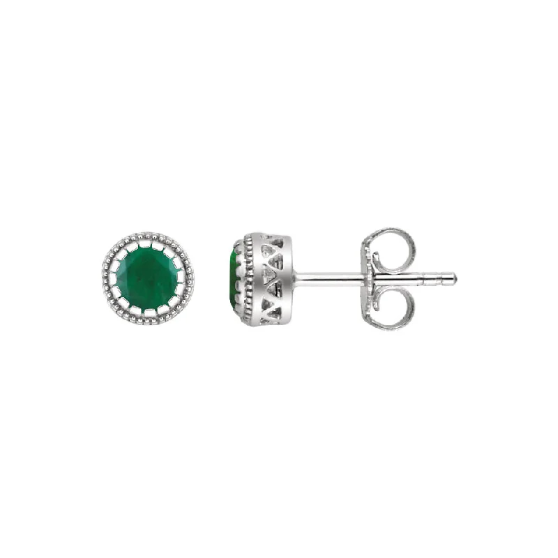 Shop Modern Jewelry Collections With Exclusive Discounts Emerald May Birthstone 8mm Stud Earrings in 14k White Gold