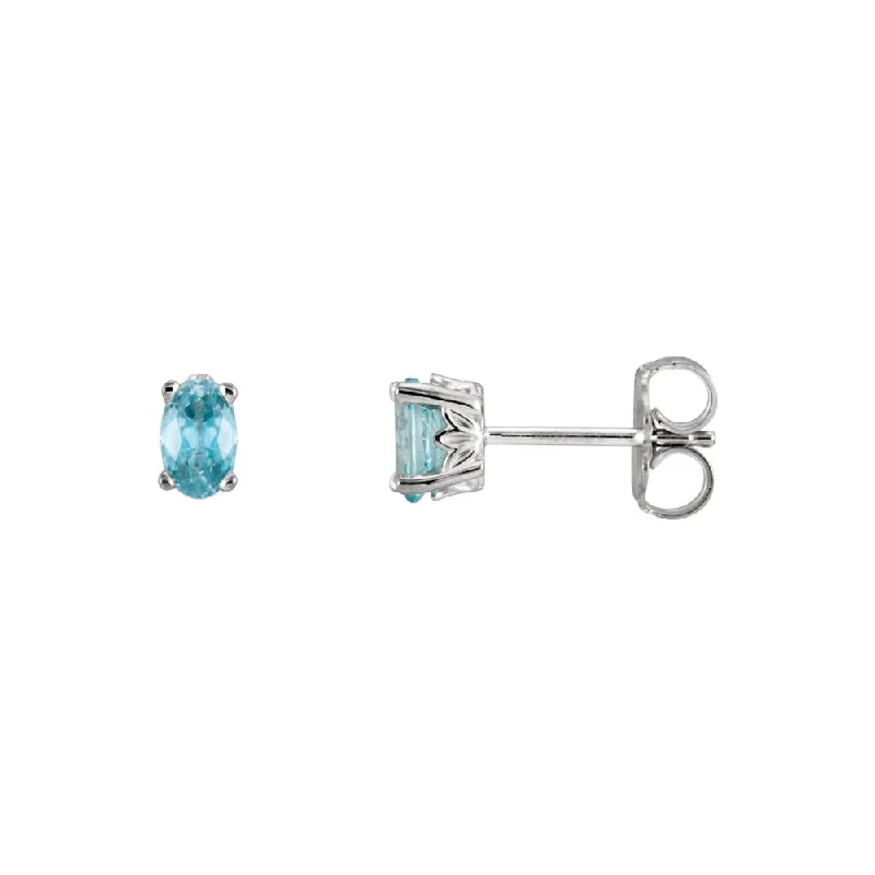 Jewelry Sale – Exclusive Styles At Lower Prices Faceted Oval Blue Zircon Stud Earrings in 14k White Gold