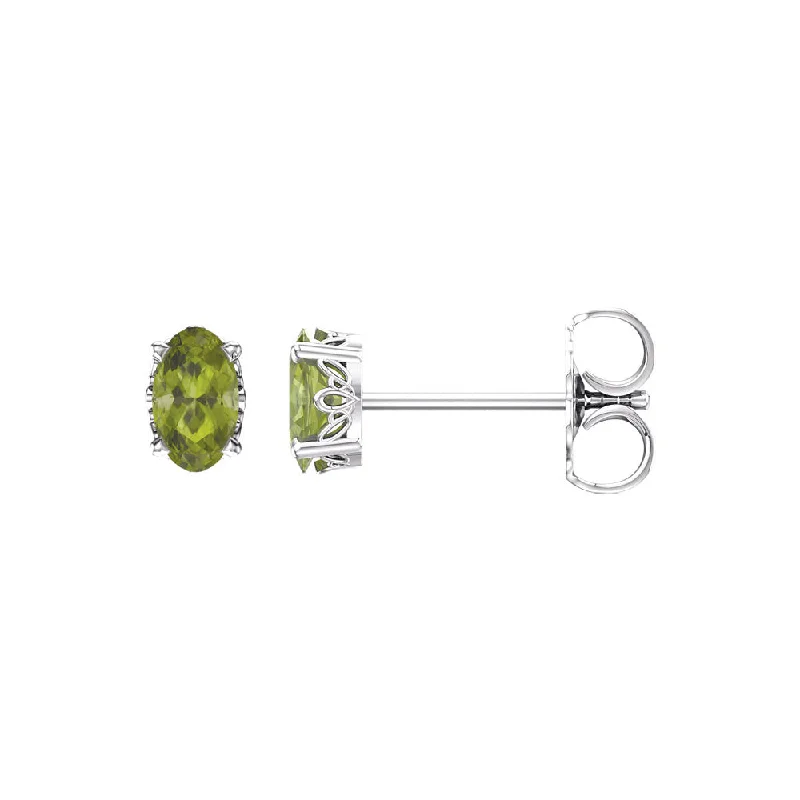 High-End Sparkle, Low-End Prices – Jewelry Sale Live Faceted Oval Peridot Stud Earrings in 14k White Gold