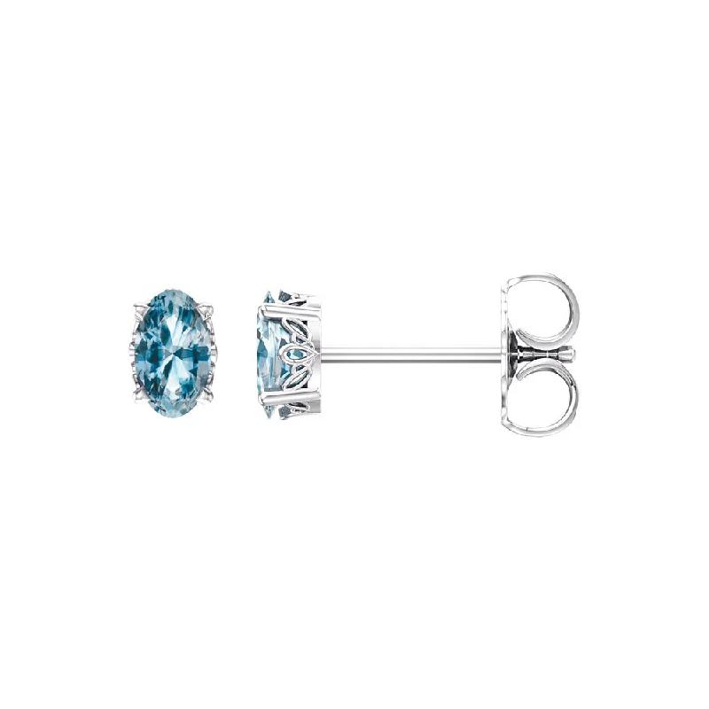 Stunning Jewelry At Even More Stunning Prices Faceted Oval Sky Blue Topaz Stud Earrings in 14k White Gold