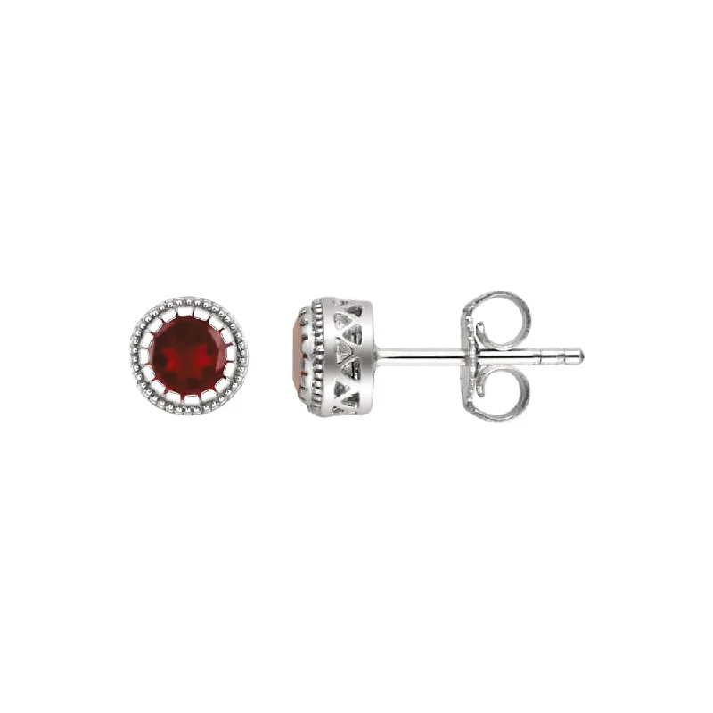 The Perfect Jewelry Piece At The Perfect Discount Garnet January Birthstone 8mm Stud Earrings in 14k White Gold