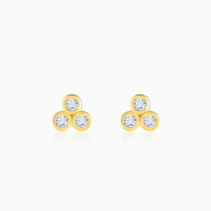 Bestselling Jewelry At Special Promotional Rates Gold Twinkling Triangle Diamond Stud Earrings