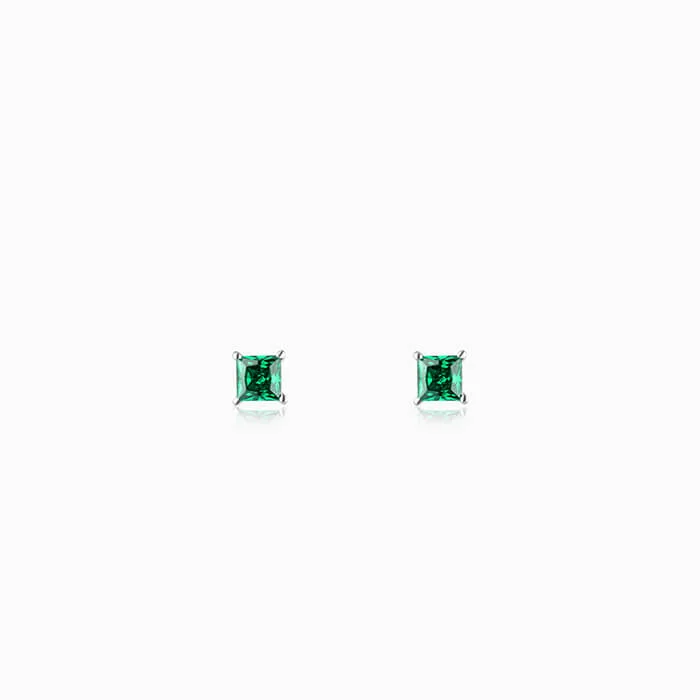 Buy More, Save More On Stunning Jewelry Designs Silver Emerald Green Square Stud Earrings