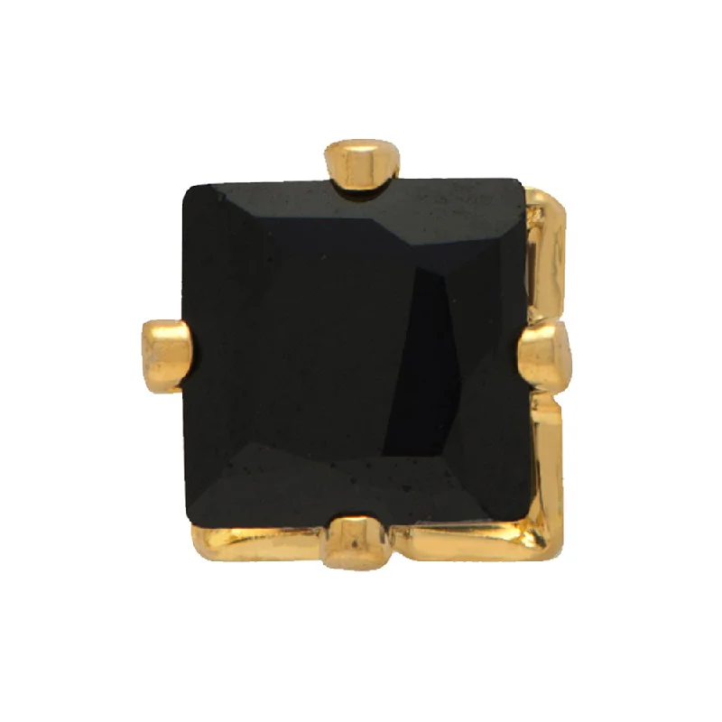 Unmissable Jewelry Sale – Shop Before It's Too Late Mahi Gold Plated Square Stud Earrings Black Crystal Piercing Mens Earrings (BB1101006GBla)