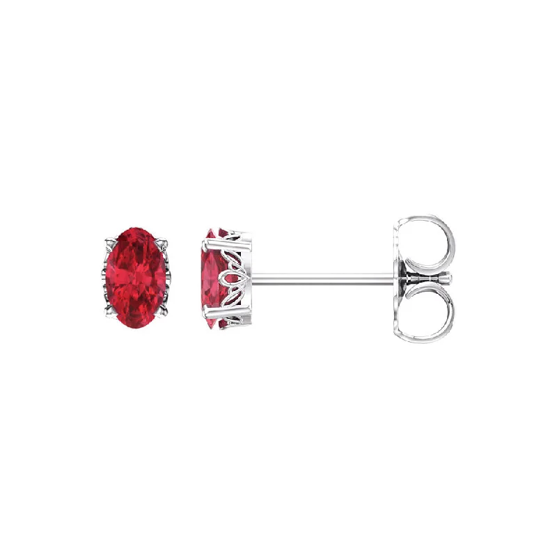 Flash Sale On Elegant Jewelry – Don't Miss Out Oval Lab Created Ruby & 14k White Gold Stud Earrings, 3 x 5mm