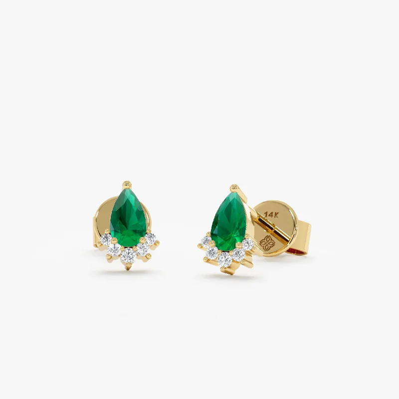 Special Sale On Handcrafted Jewelry – Shop Today Pear Cut Emerald Diamond Stud Earrings, Asel