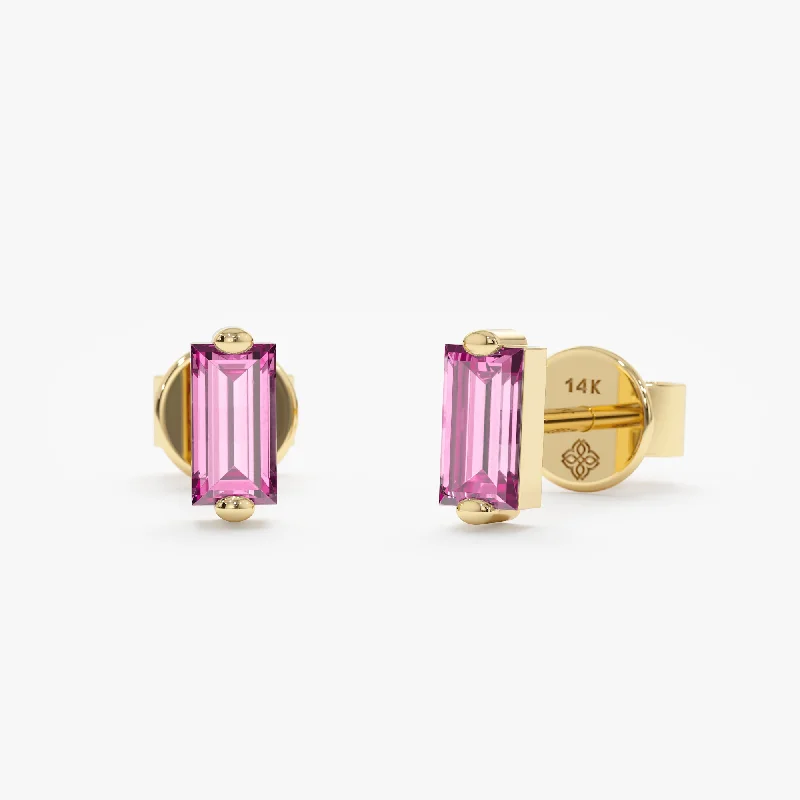 Limited Stock On Premium Jewelry At Low Prices Pink Sapphire Baguette Stud Earrings, Lupita