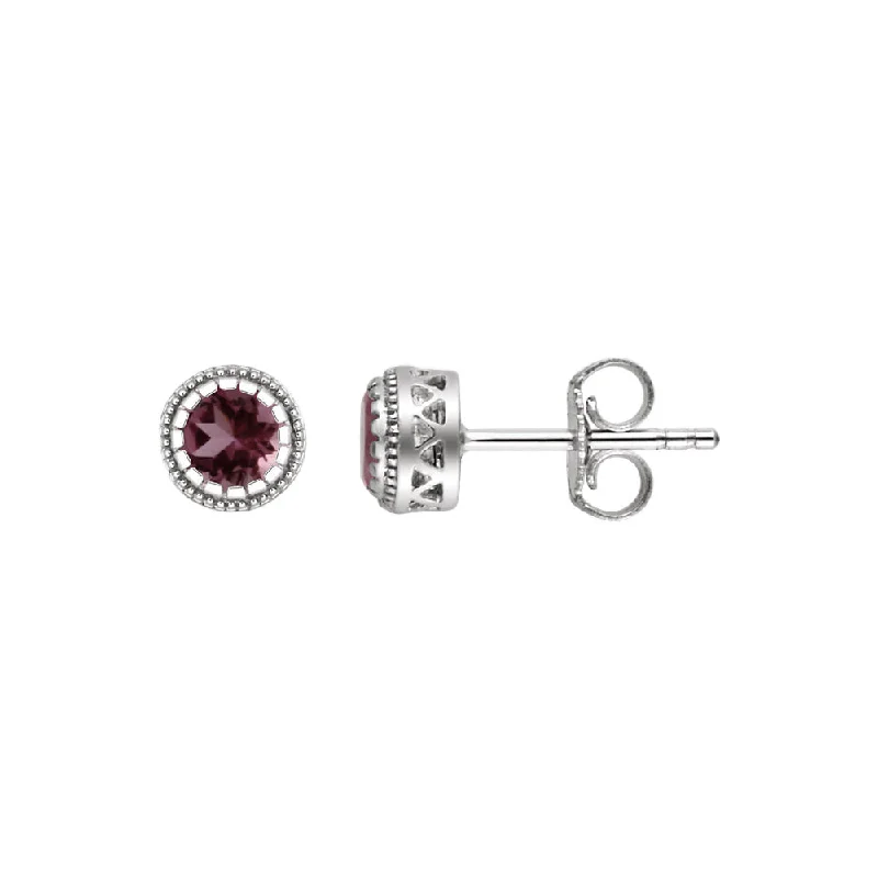 Personalized Engraved Jewelry For Meaningful Gifts Pink Tourmaline October Birthstone 8mm 14k White Gold Stud Earrings