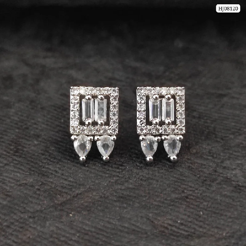 Everyday Jewelry Essentials Now On Sale Raj Creations Silver Plated AD Stone Stud Earrings