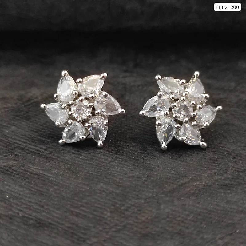 Elegant Necklaces And Bracelets At Limited-Time Offers Raj Creations Silver Plated AD Stone Stud Earrings