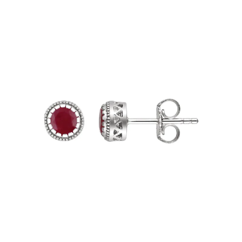 Get The Jewelry You Love At A Price You Love Ruby July Birthstone 8mm Stud Earrings in 14k White Gold