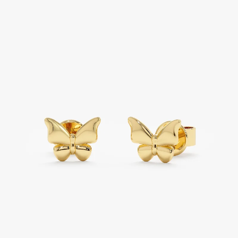 Your Perfect Accessory Now At The Best Price Solid Gold Butterfly Stud Earrings, Janelle