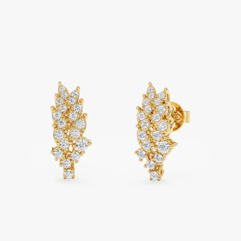 Exclusive Jewelry Markdowns – Limited-Time Offer White Diamond Leaf Stud Earrings, Emilia