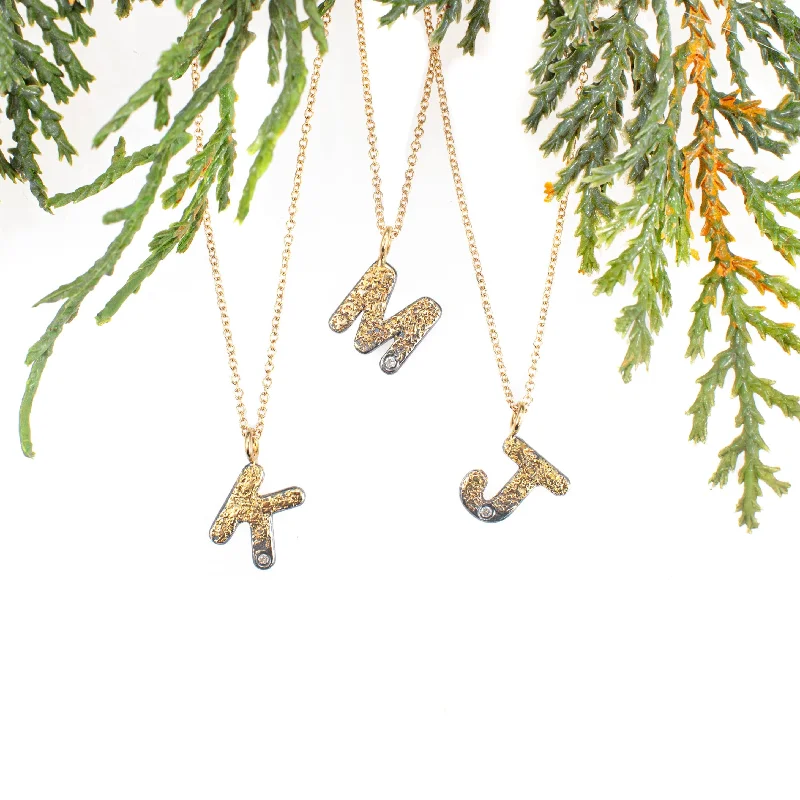 Once-A-Year Jewelry Sale – Grab Your Favorites Now Alphabet Necklace 2.0 - 22ky, 18ky, Oxidized Silver + VS Diamond