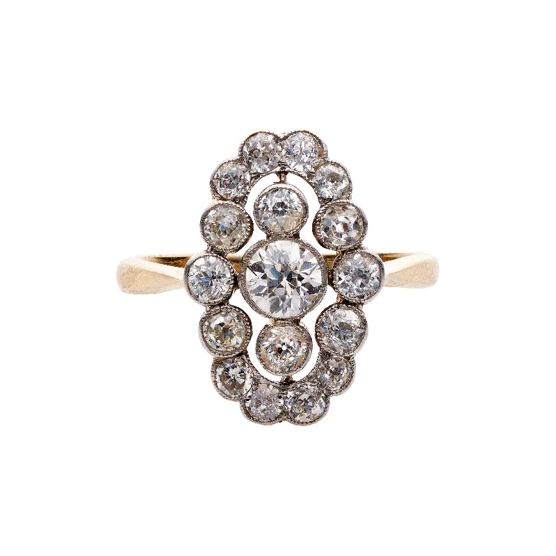 Limited-Stock Jewelry Sale – Once It's Gone, It's Gone Antique Edwardian Platinum & 18k Diamond Cluster Ring