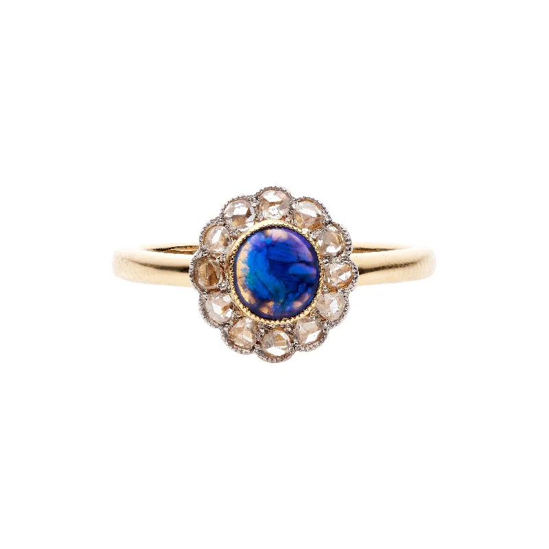 Stunning Jewelry At Even More Stunning Prices Antique Victorian 18k Black Opal & Diamond Halo Ring