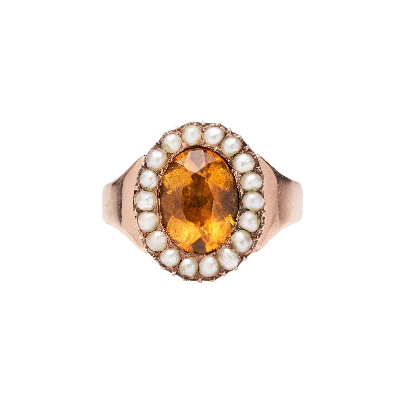 Unmissable Jewelry Sale – Shop Before It's Too Late Antique Victorian 9k Citrine & Pearl Ring