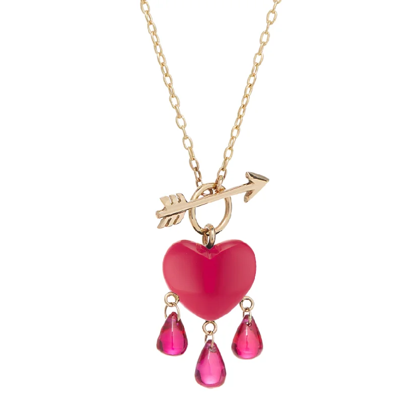 Make Your Outfit Shine With Discounted Jewelry Bleeding Heart Necklace - 14k Gold + Coral + Ruby