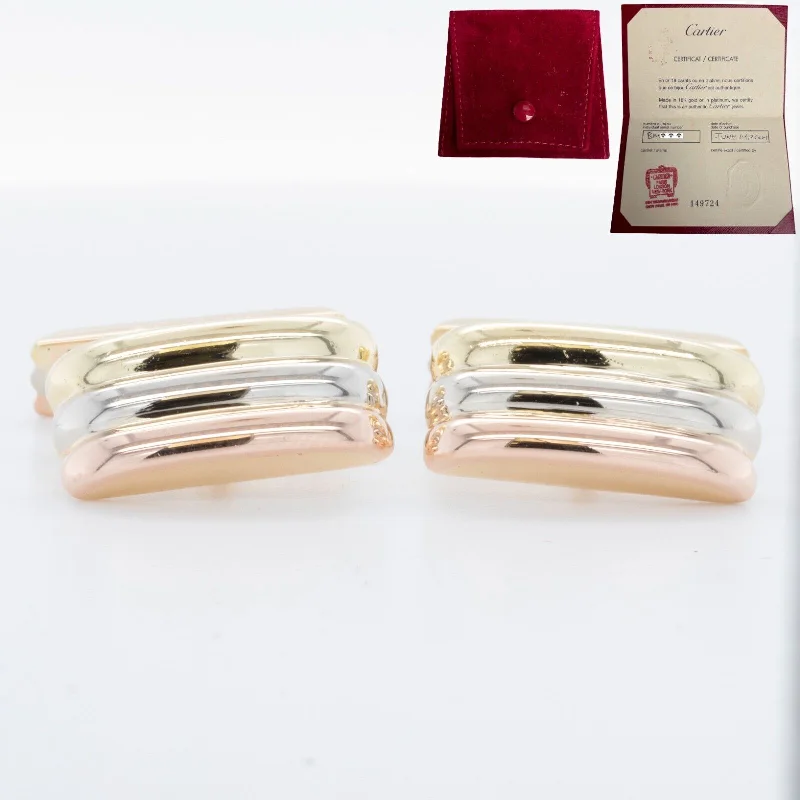 Timeless Elegance At Unbelievable Discounts Cartier 18k Yellow White & Rose Gold Tritone Men's Cufflinks 14.8g POUCH CERT